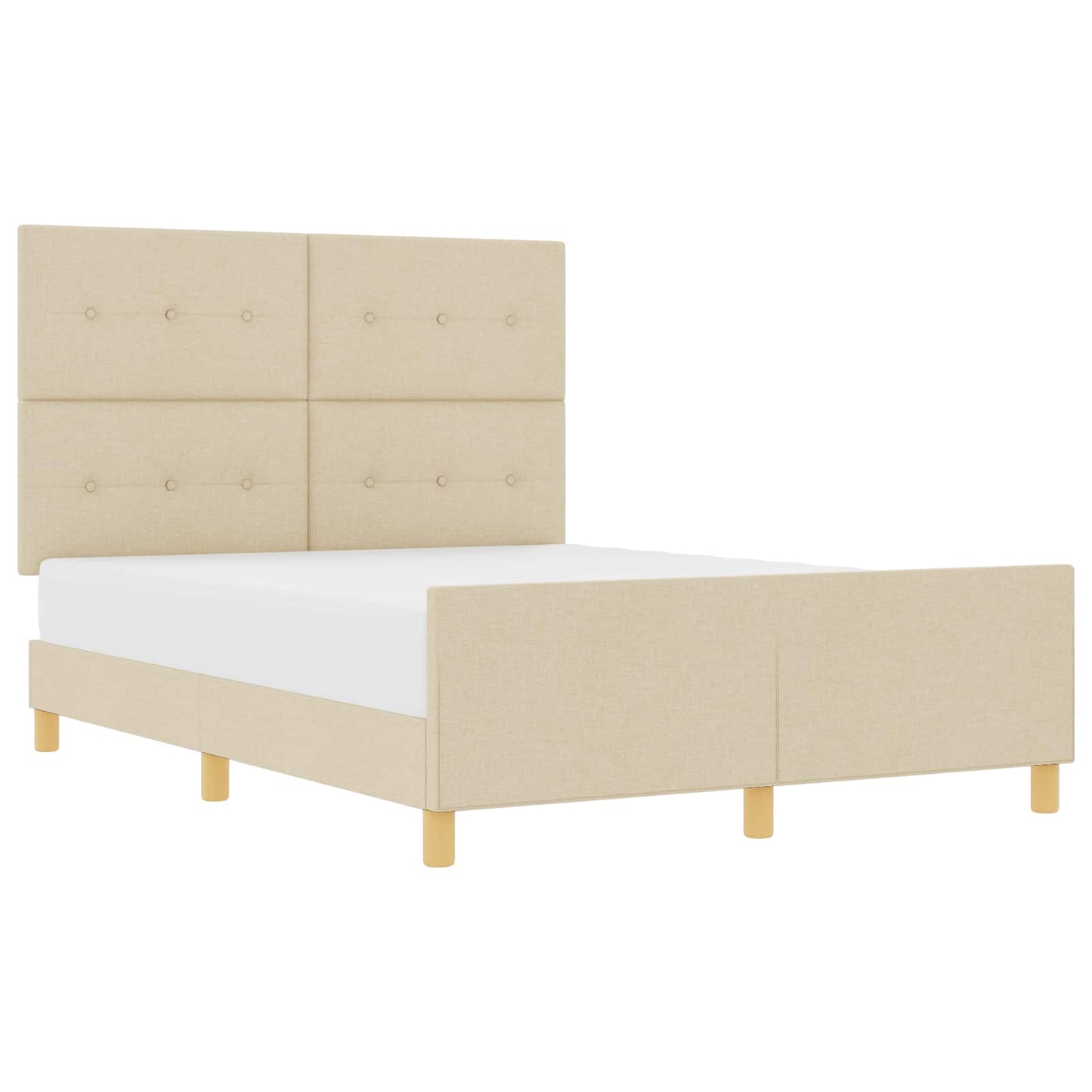 Bettgestell mit Kopfteil Creme 140 x 200 cm Stoff