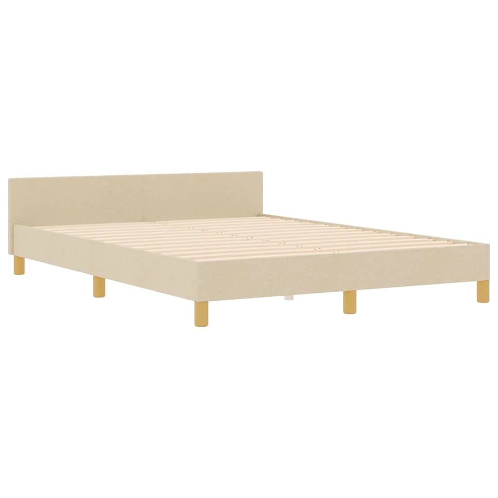 Bettgestell mit Kopfteil Creme 140 x 200 cm Stoff