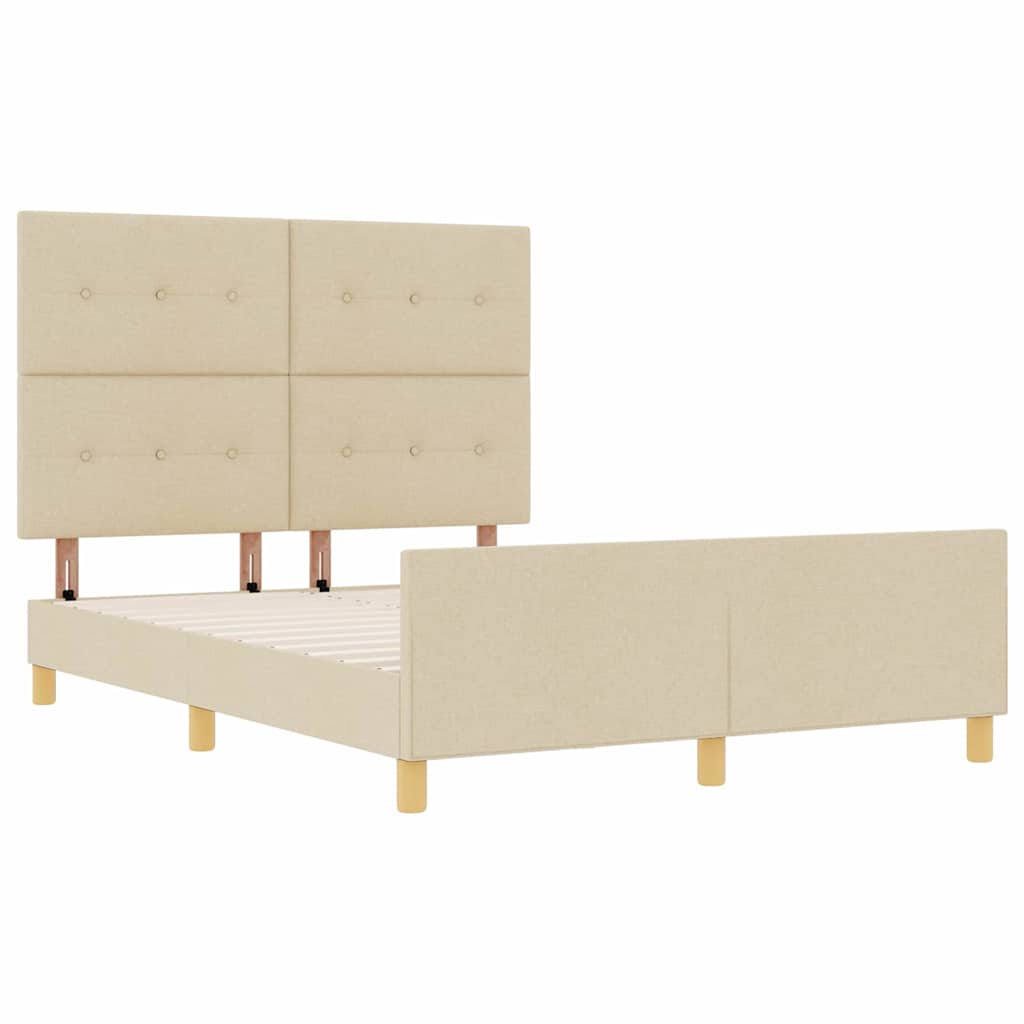 Bettgestell mit Kopfteil Creme 140 x 200 cm Stoff