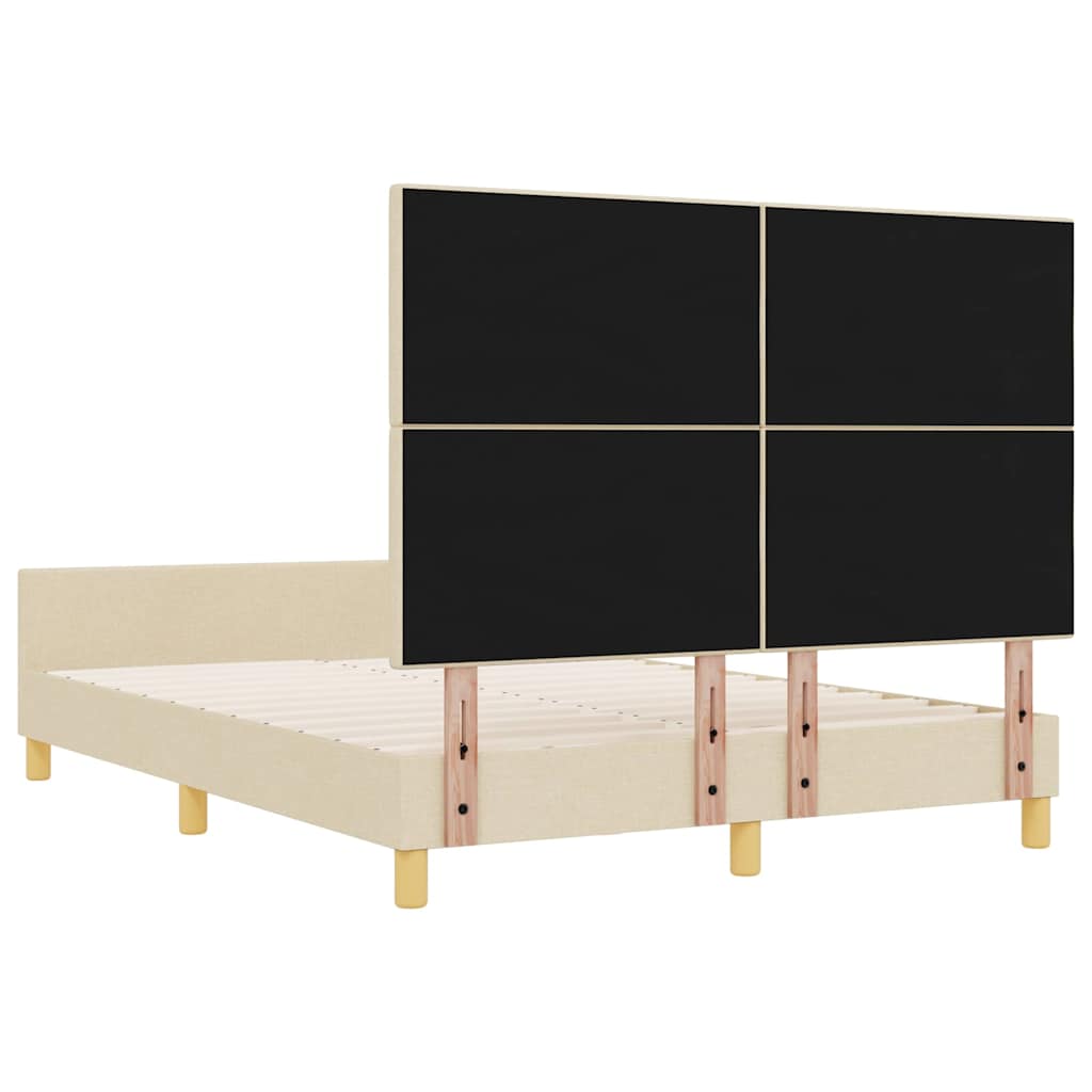 Bettgestell mit Kopfteil Creme 140 x 200 cm Stoff