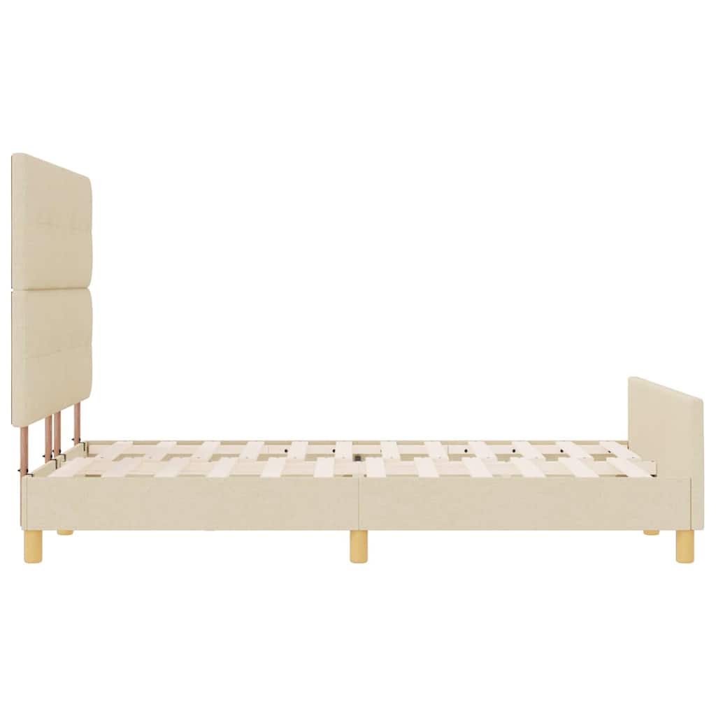 Bettgestell mit Kopfteil Creme 140 x 200 cm Stoff