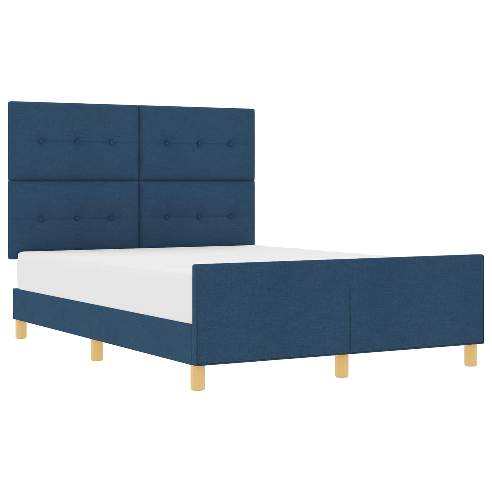 Bettgestell mit Kopfteil Blau 140 x 200 cm Stoff