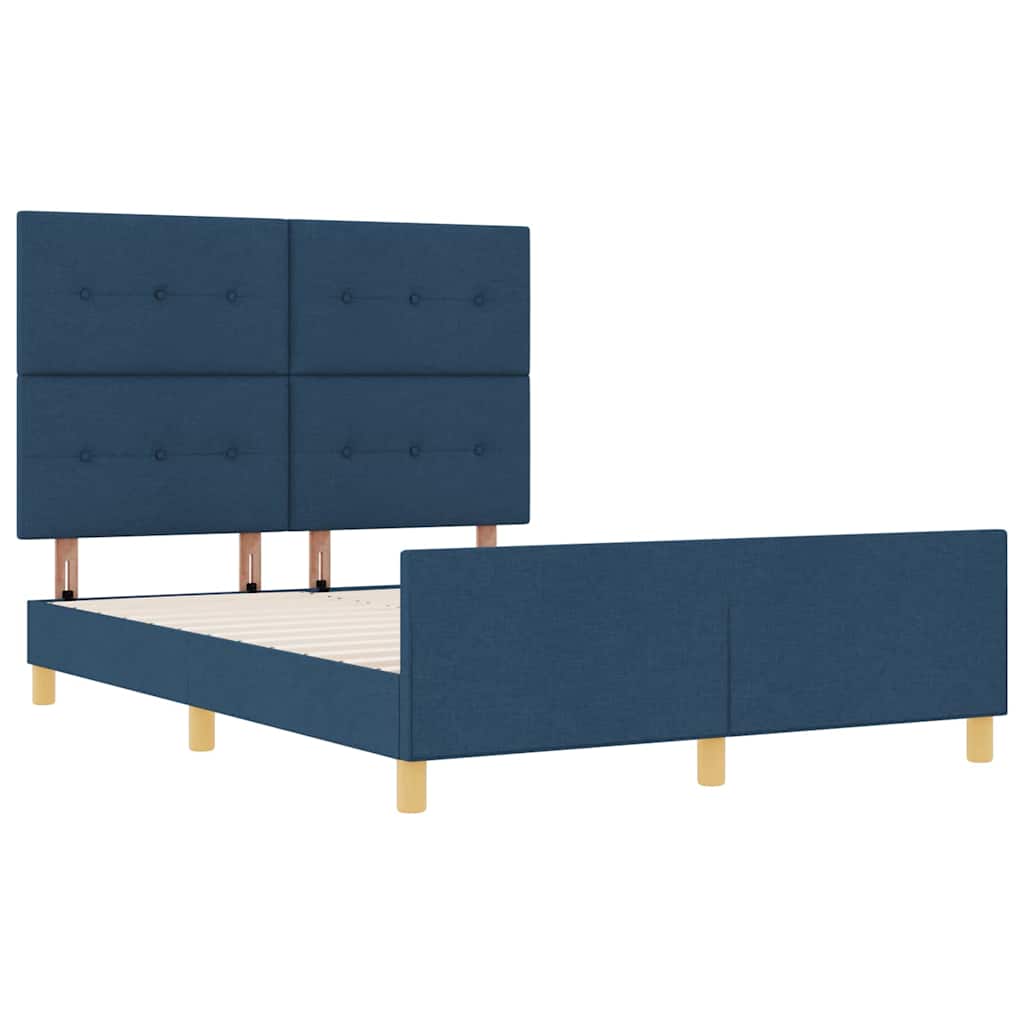 Bettgestell mit Kopfteil Blau 140 x 200 cm Stoff
