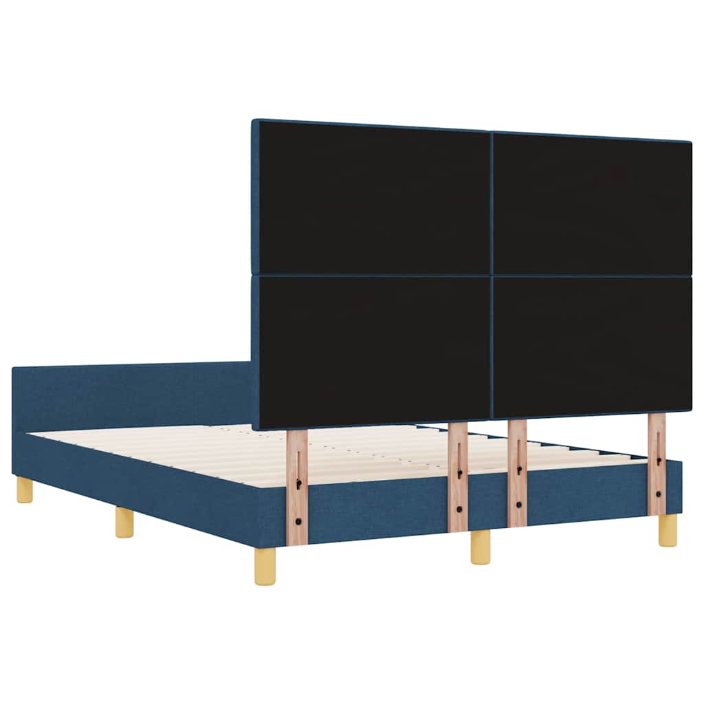 Bettgestell mit Kopfteil Blau 140 x 200 cm Stoff
