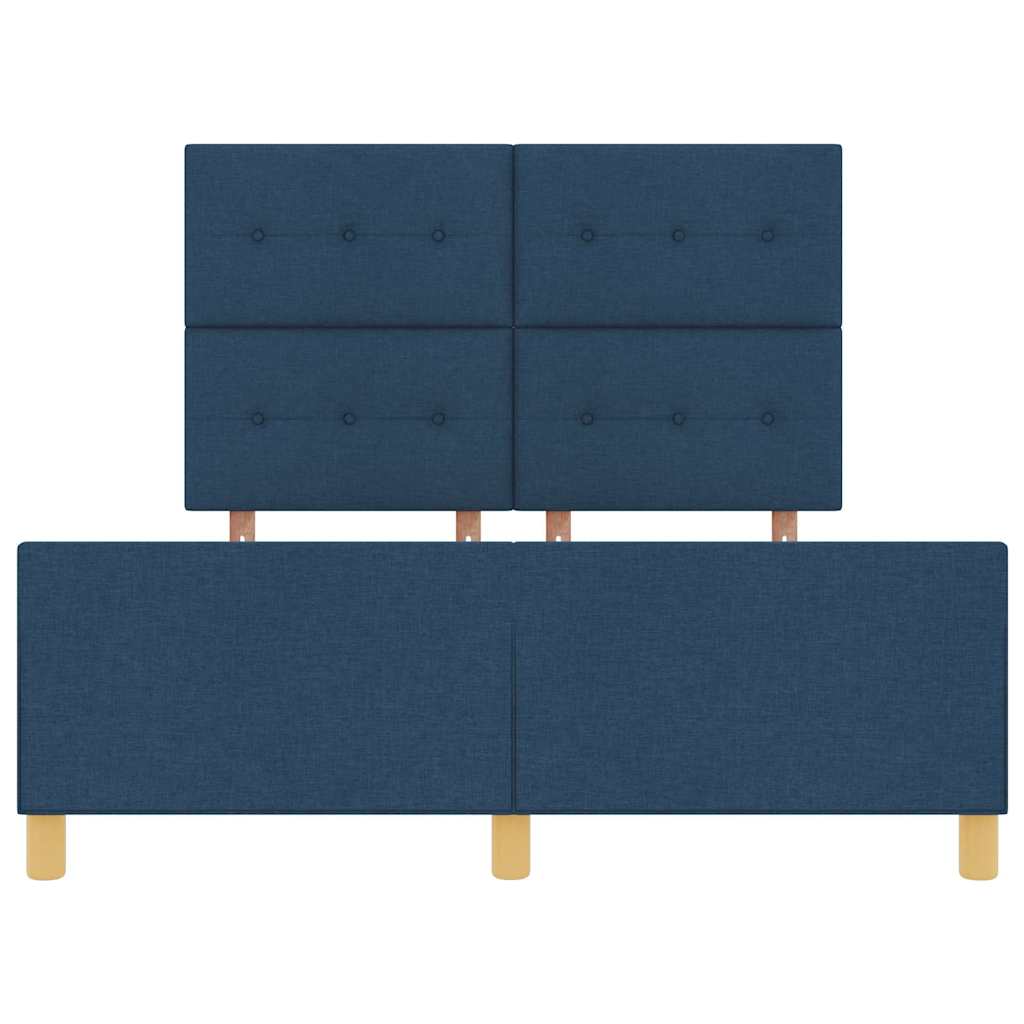 Bettgestell mit Kopfteil Blau 140 x 200 cm Stoff