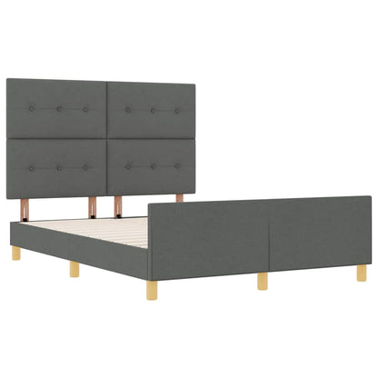 Bettgestell mit Kopfteil Dunkelgrau 160 x 200 cm Stoff