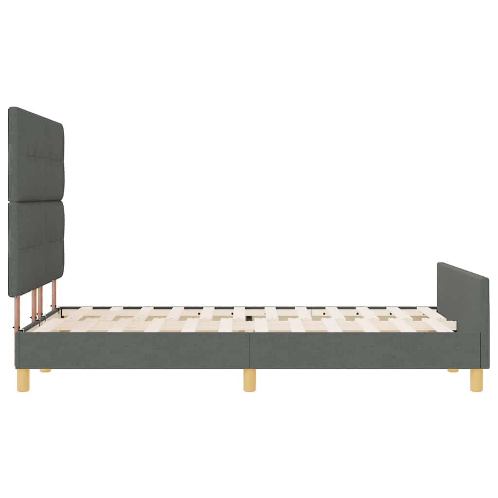 Bettgestell mit Kopfteil Dunkelgrau 160 x 200 cm Stoff