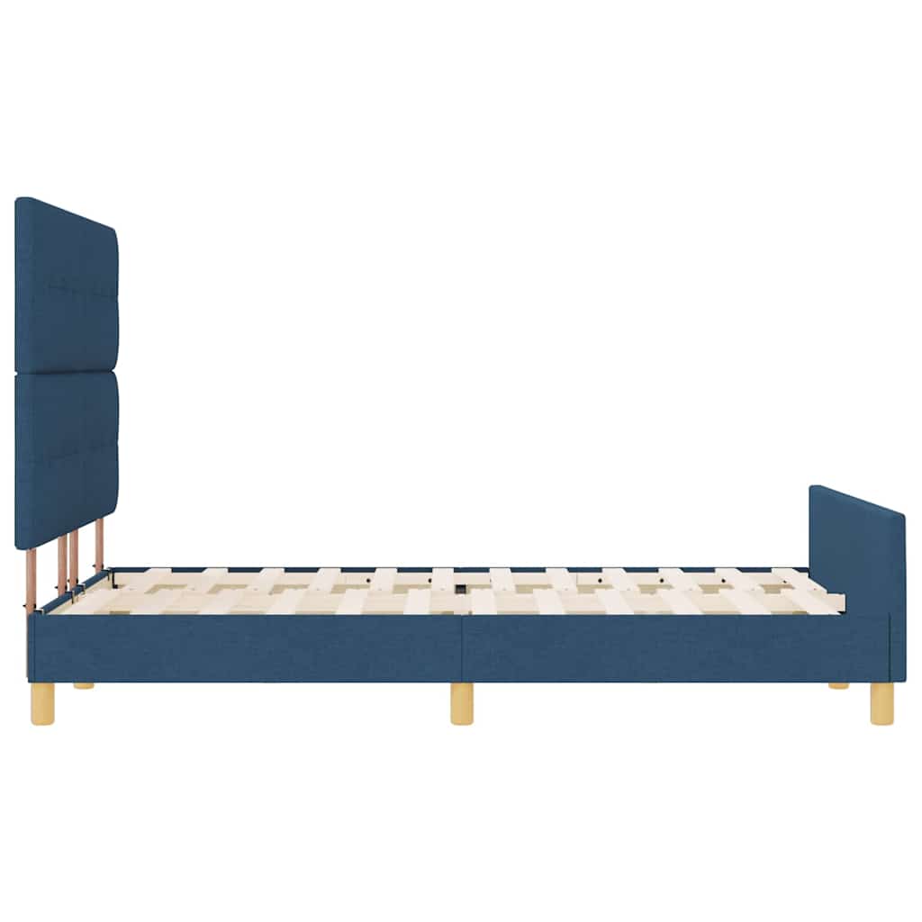 Bettgestell mit Kopfteil Blau 160 x 200 cm Stoff