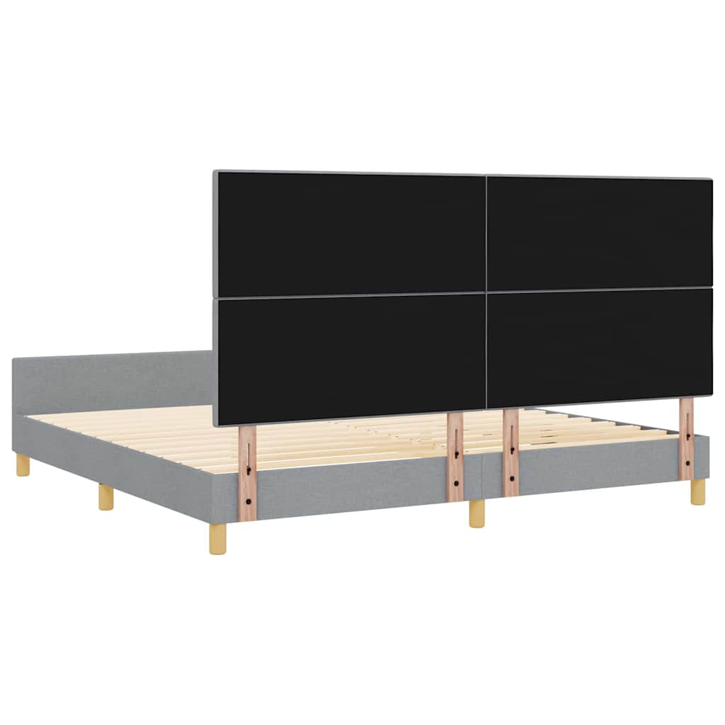 Bettgestell mit Kopfteil Hellgrau 200 x 200 cm Stoff