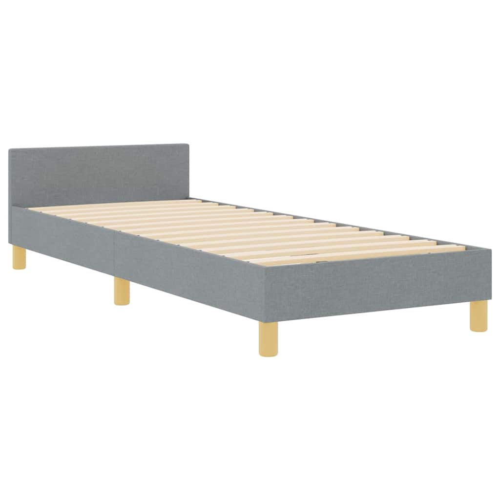 Bettgestell mit Kopfteil Hellgrau 80 x 200 cm Stoff