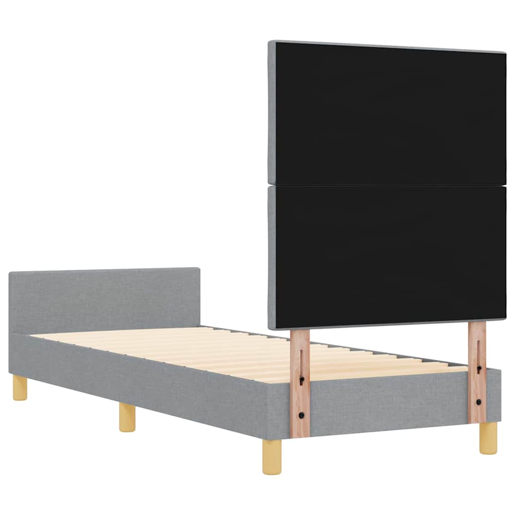 Bettgestell mit Kopfteil Hellgrau 80 x 200 cm Stoff