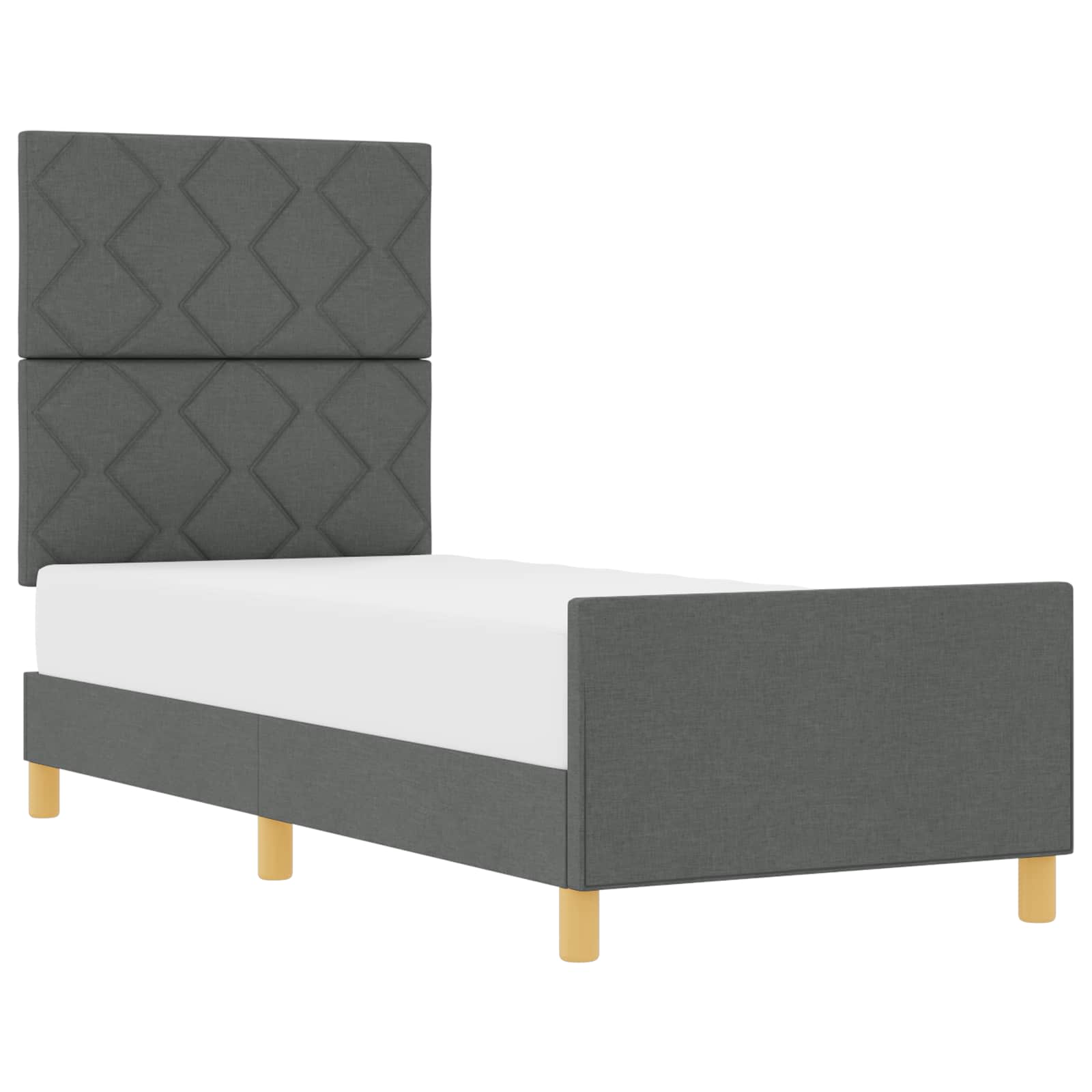 Bettgestell mit Kopfteil Dunkelgrau 80 x 200 cm Stoff