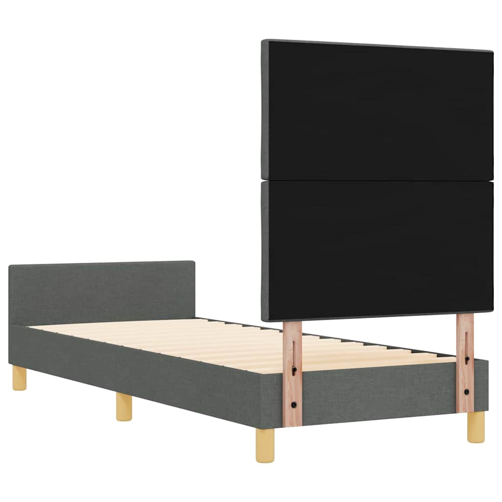 Bettgestell mit Kopfteil Dunkelgrau 80 x 200 cm Stoff