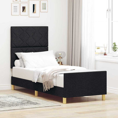 Bettgestell mit Kopfteil Schwarz 80 x 200 cm Stoff