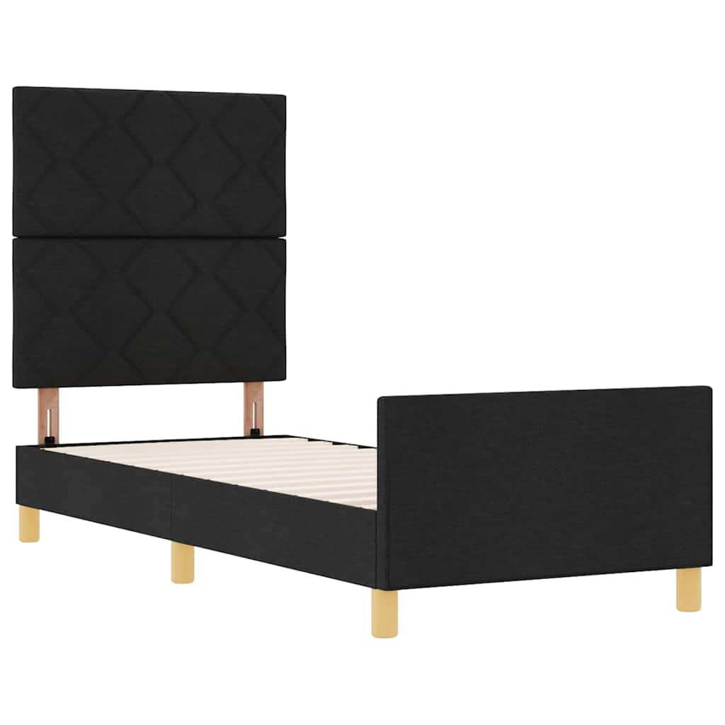 Bettgestell mit Kopfteil Schwarz 80 x 200 cm Stoff