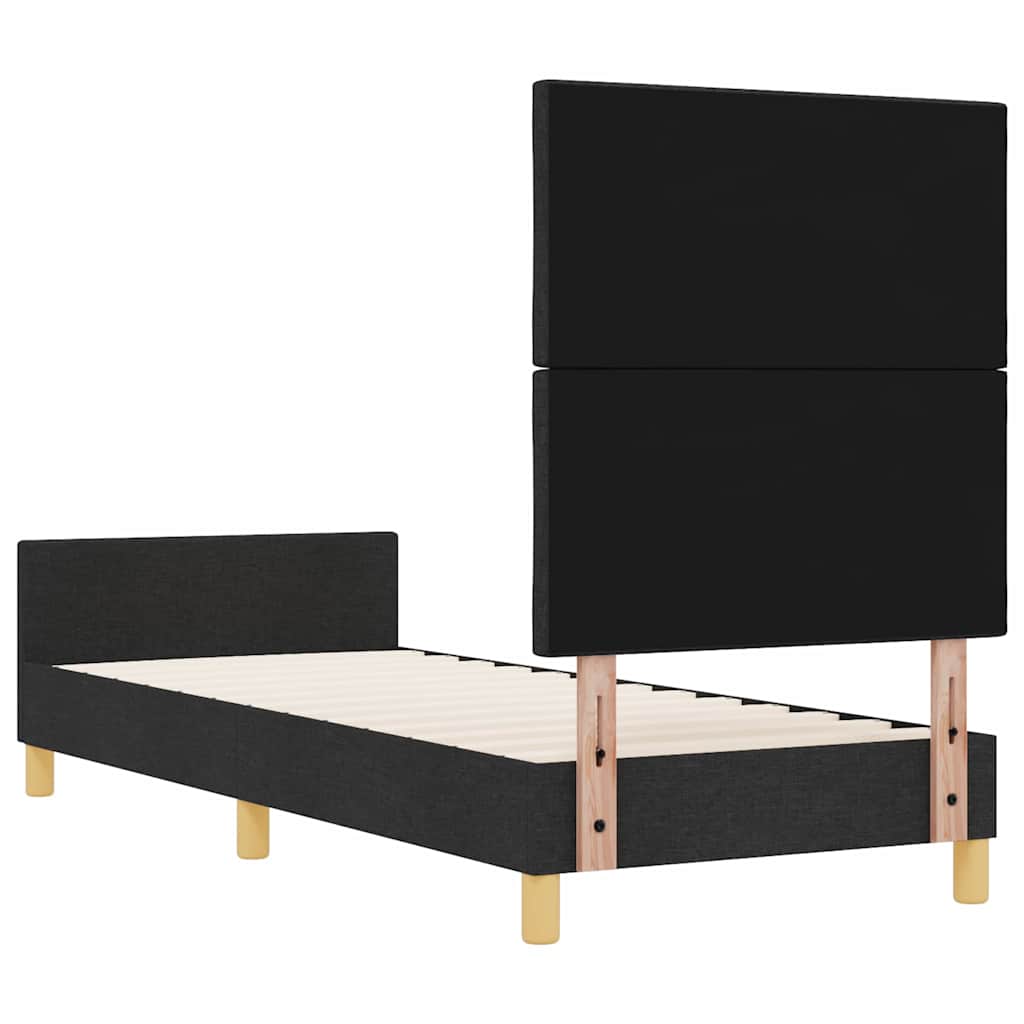 Bettgestell mit Kopfteil Schwarz 80 x 200 cm Stoff