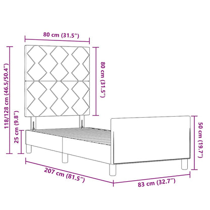 Bettgestell mit Kopfteil Schwarz 80 x 200 cm Stoff