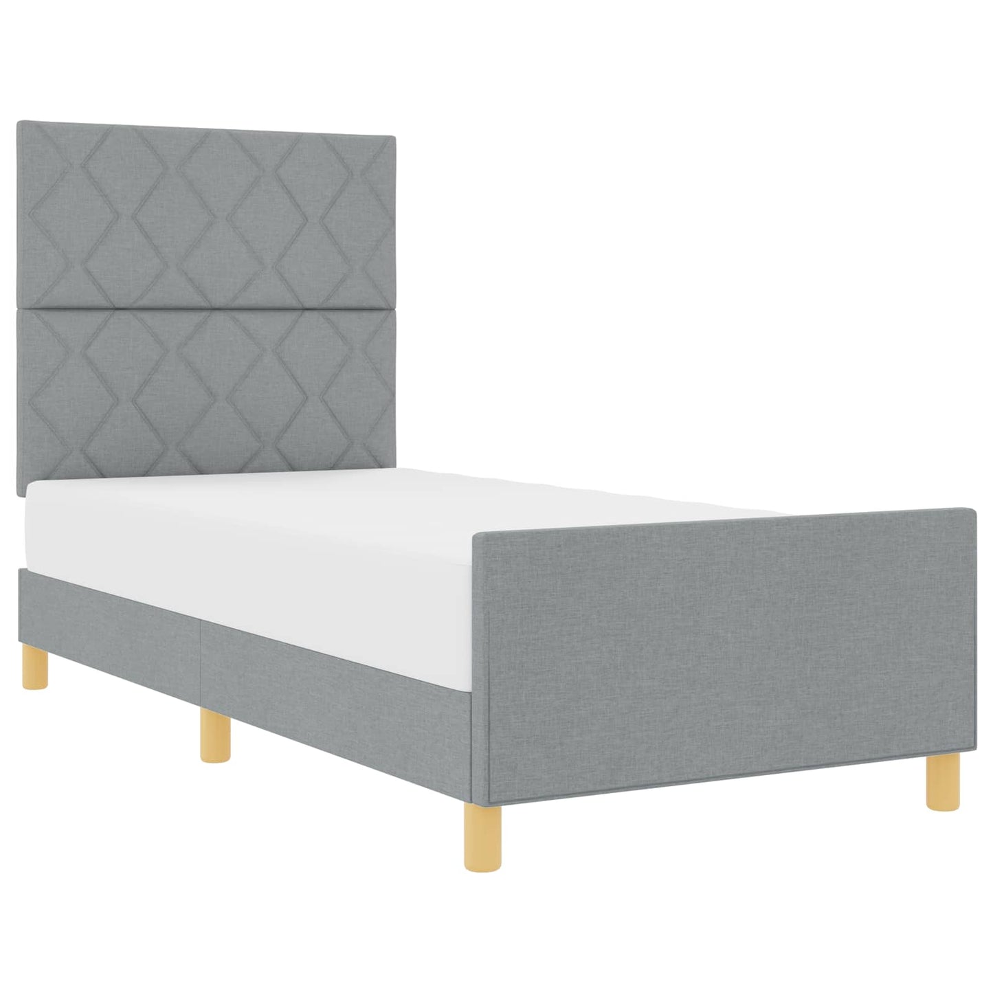 Bettgestell mit Kopfteil Hellgrau 90 x 190 cm Stoff