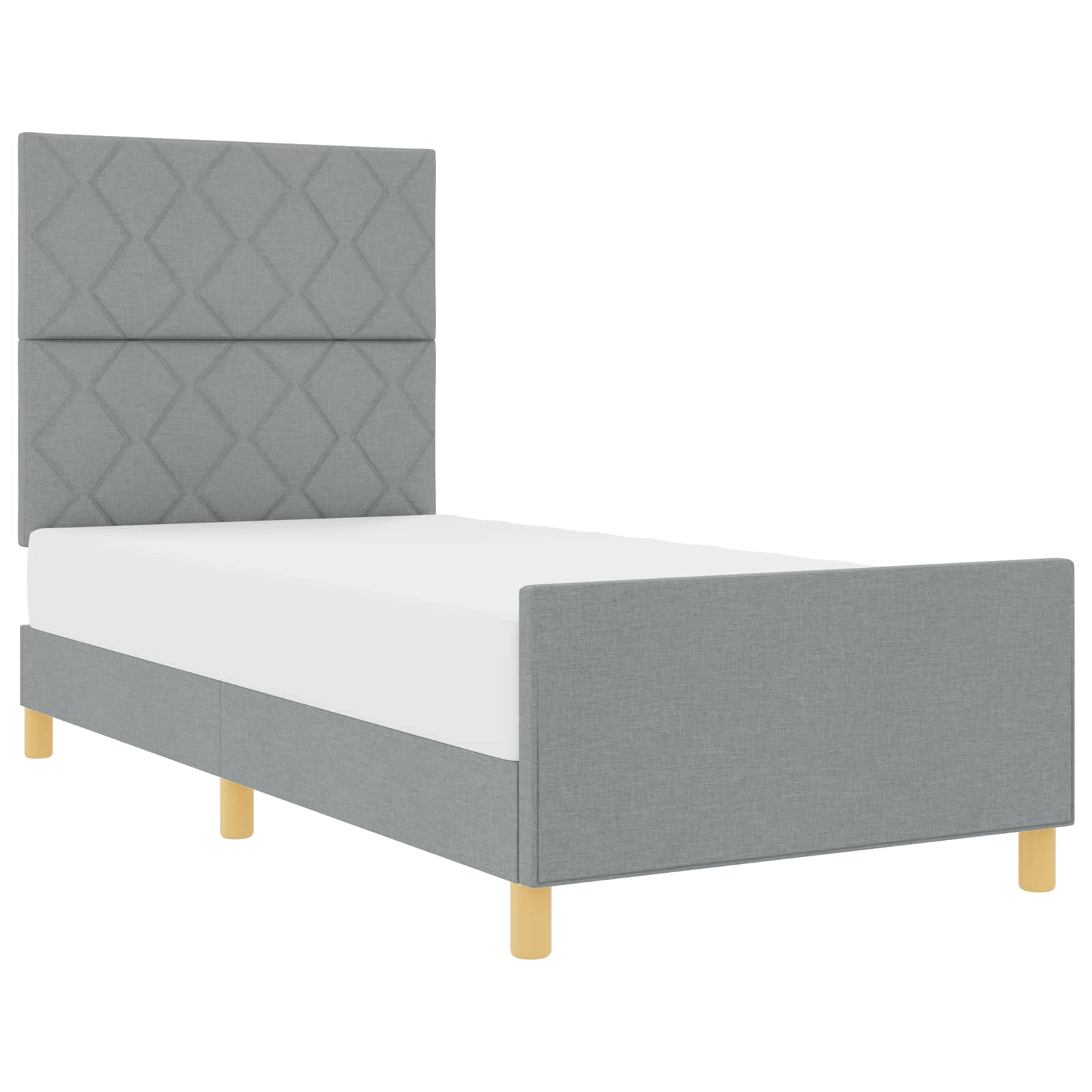 Bettgestell mit Kopfteil Hellgrau 90 x 190 cm Stoff