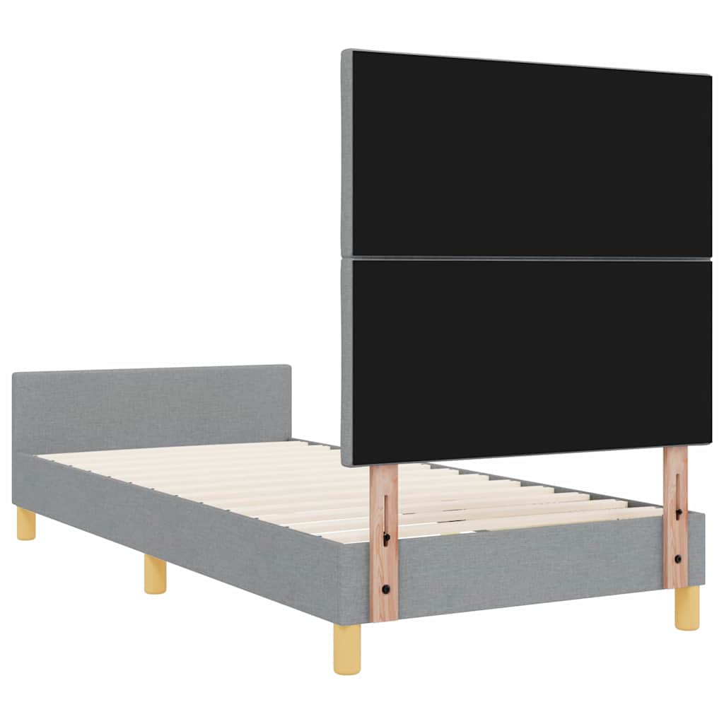 Bettgestell mit Kopfteil Hellgrau 90 x 200 cm Stoff