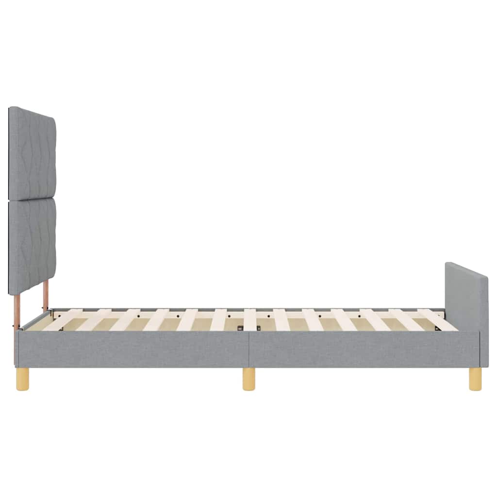 Bettgestell mit Kopfteil Hellgrau 90 x 200 cm Stoff