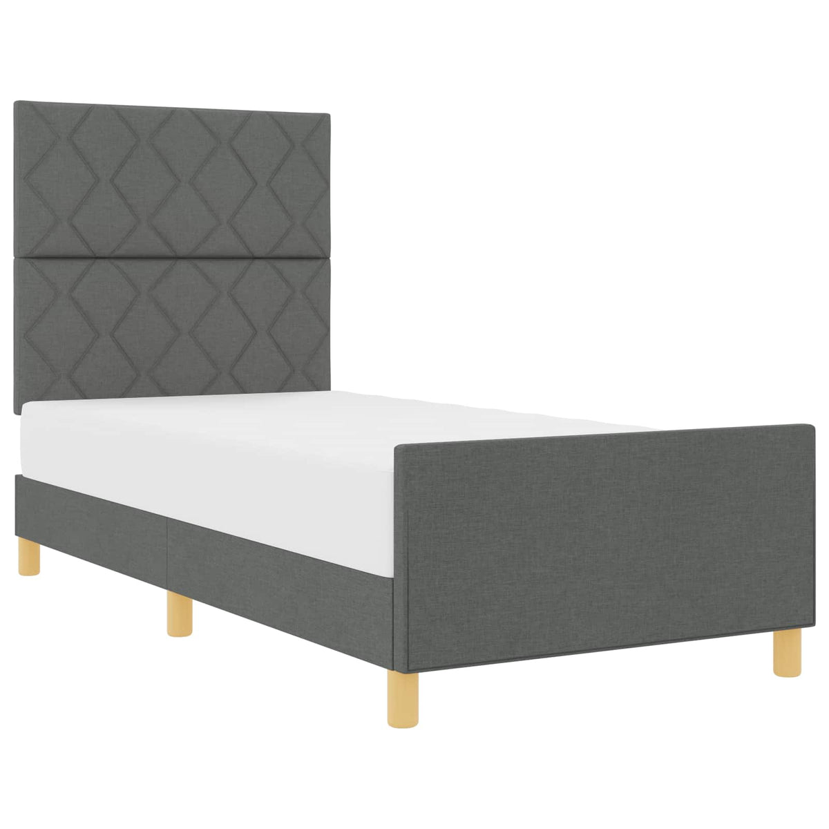 Bettgestell mit Kopfteil Dunkelgrau 90 x 200 cm Stoff