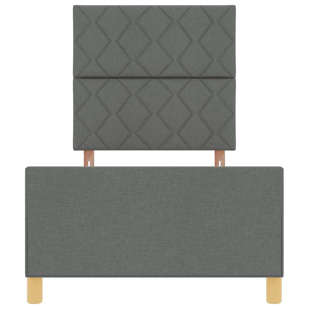 Bettgestell mit Kopfteil Dunkelgrau 90 x 200 cm Stoff