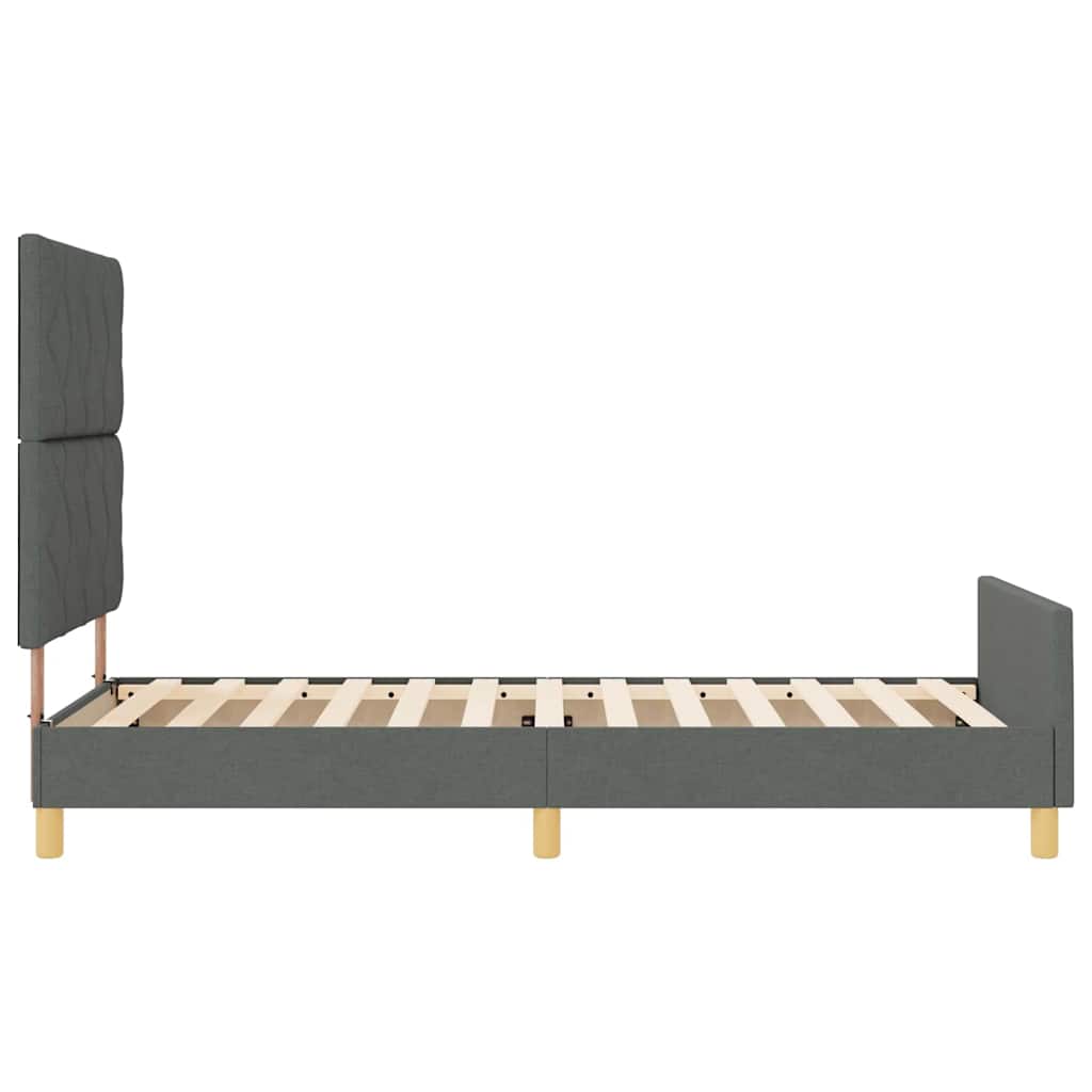 Bettgestell mit Kopfteil Dunkelgrau 90 x 200 cm Stoff