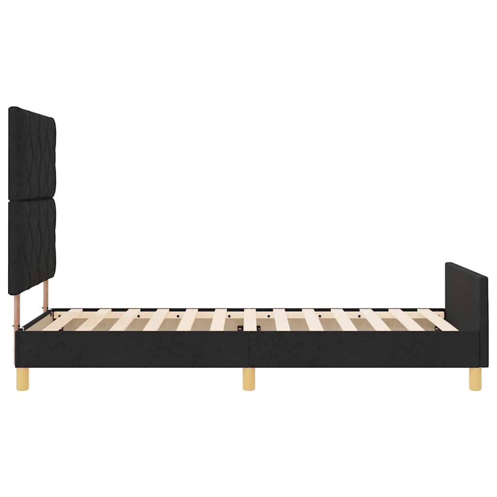 Bettgestell mit Kopfteil Schwarz 100 x 200 cm Stoff