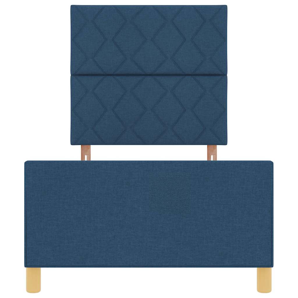 Bettgestell mit Kopfteil Blau 100 x 200 cm Stoff