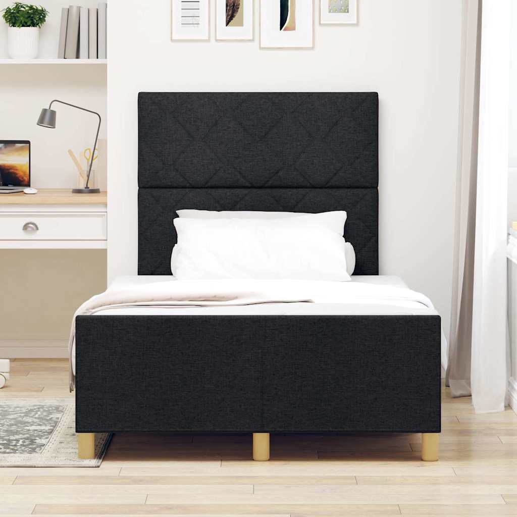 Bettgestell mit Kopfteil Schwarz 120 x 190 cm Stoff