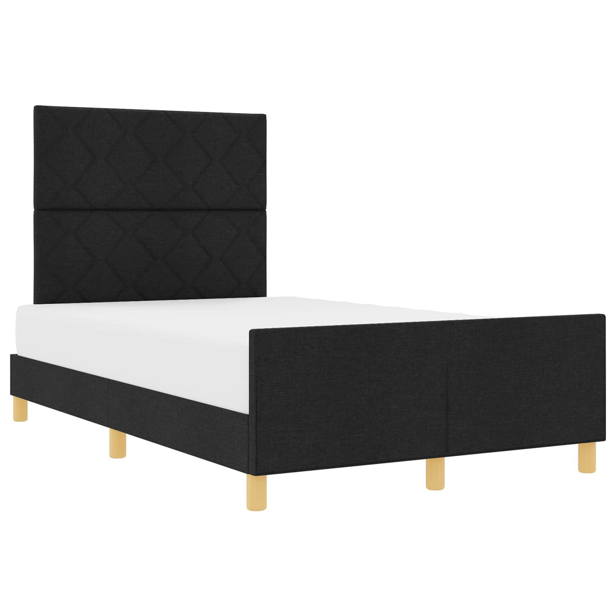 Bettgestell mit Kopfteil Schwarz 120 x 190 cm Stoff
