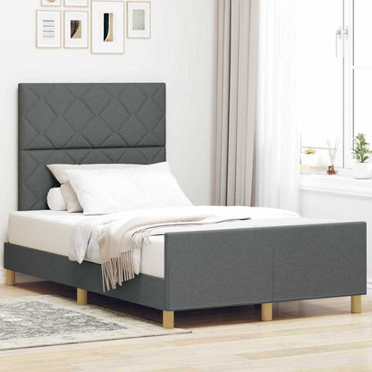 Bettgestell mit Kopfteil Dunkelgrau 120 x 200 cm Stoff