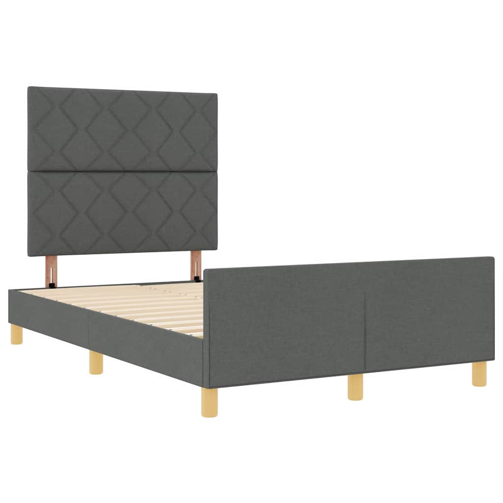 Bettgestell mit Kopfteil Dunkelgrau 120 x 200 cm Stoff