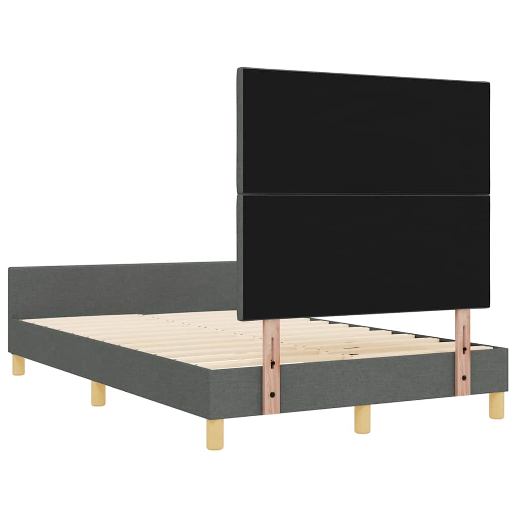 Bettgestell mit Kopfteil Dunkelgrau 120 x 200 cm Stoff