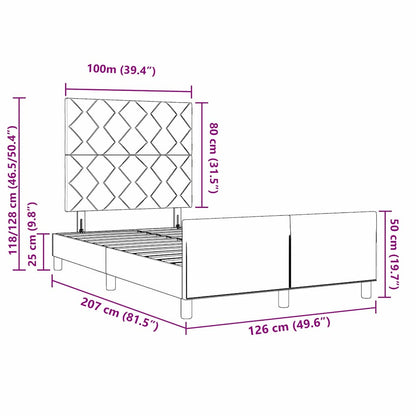 Bettgestell mit Kopfteil Dunkelgrau 120 x 200 cm Stoff
