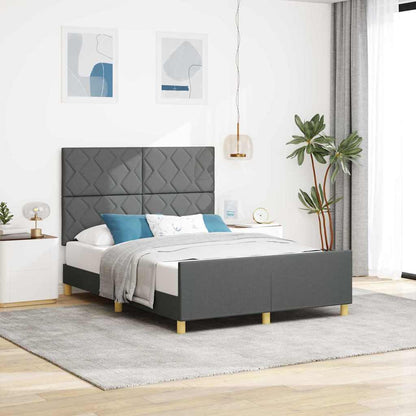 Bettgestell mit Kopfteil Dunkelgrau 140 x 190 cm Stoff