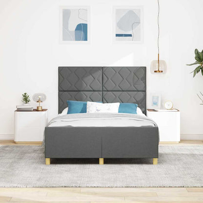 Bettgestell mit Kopfteil Dunkelgrau 140 x 190 cm Stoff