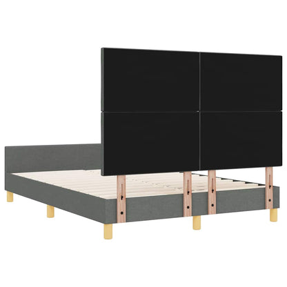 Bettgestell mit Kopfteil Dunkelgrau 140 x 190 cm Stoff