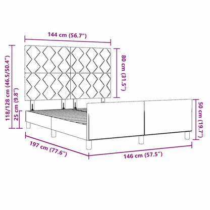 Bettgestell mit Kopfteil Dunkelgrau 140 x 190 cm Stoff