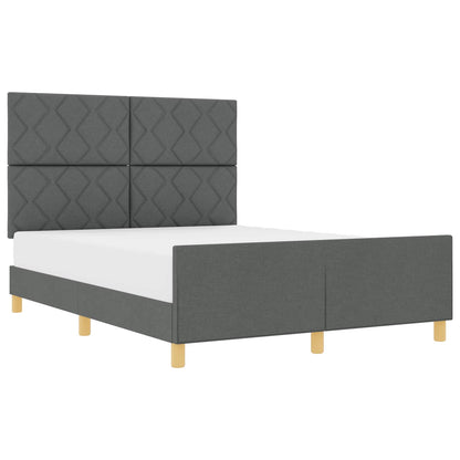 Bettgestell mit Kopfteil Dunkelgrau 140 x 200 cm Stoff