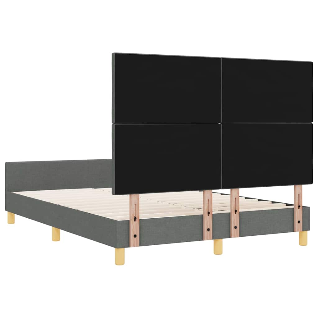 Bettgestell mit Kopfteil Dunkelgrau 140 x 200 cm Stoff