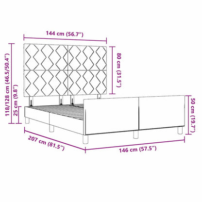 Bettgestell mit Kopfteil Dunkelgrau 140 x 200 cm Stoff