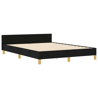 Bettgestell mit Kopfteil Schwarz 160 x 200 cm Stoff