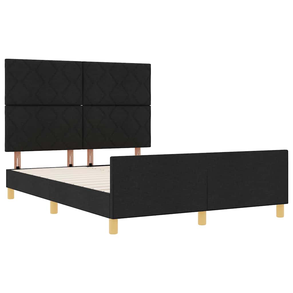 Bettgestell mit Kopfteil Schwarz 160 x 200 cm Stoff