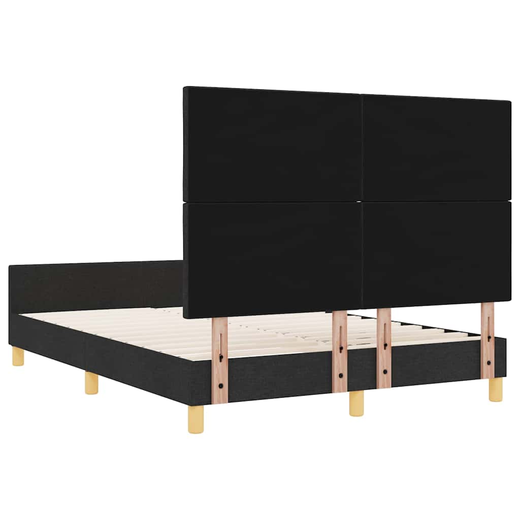Bettgestell mit Kopfteil Schwarz 160 x 200 cm Stoff