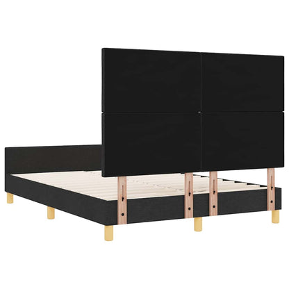 Bettgestell mit Kopfteil Schwarz 160 x 200 cm Stoff