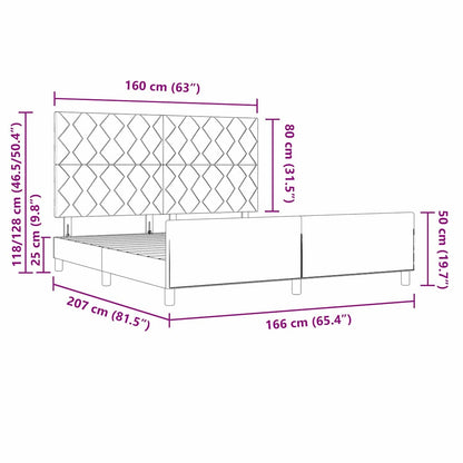 Bettgestell mit Kopfteil Schwarz 160 x 200 cm Stoff