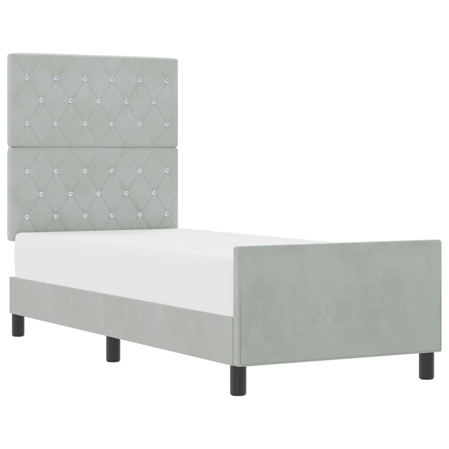 Boxspringbett mit Kopfteil Hellgrau 80 x 200 cm Samt