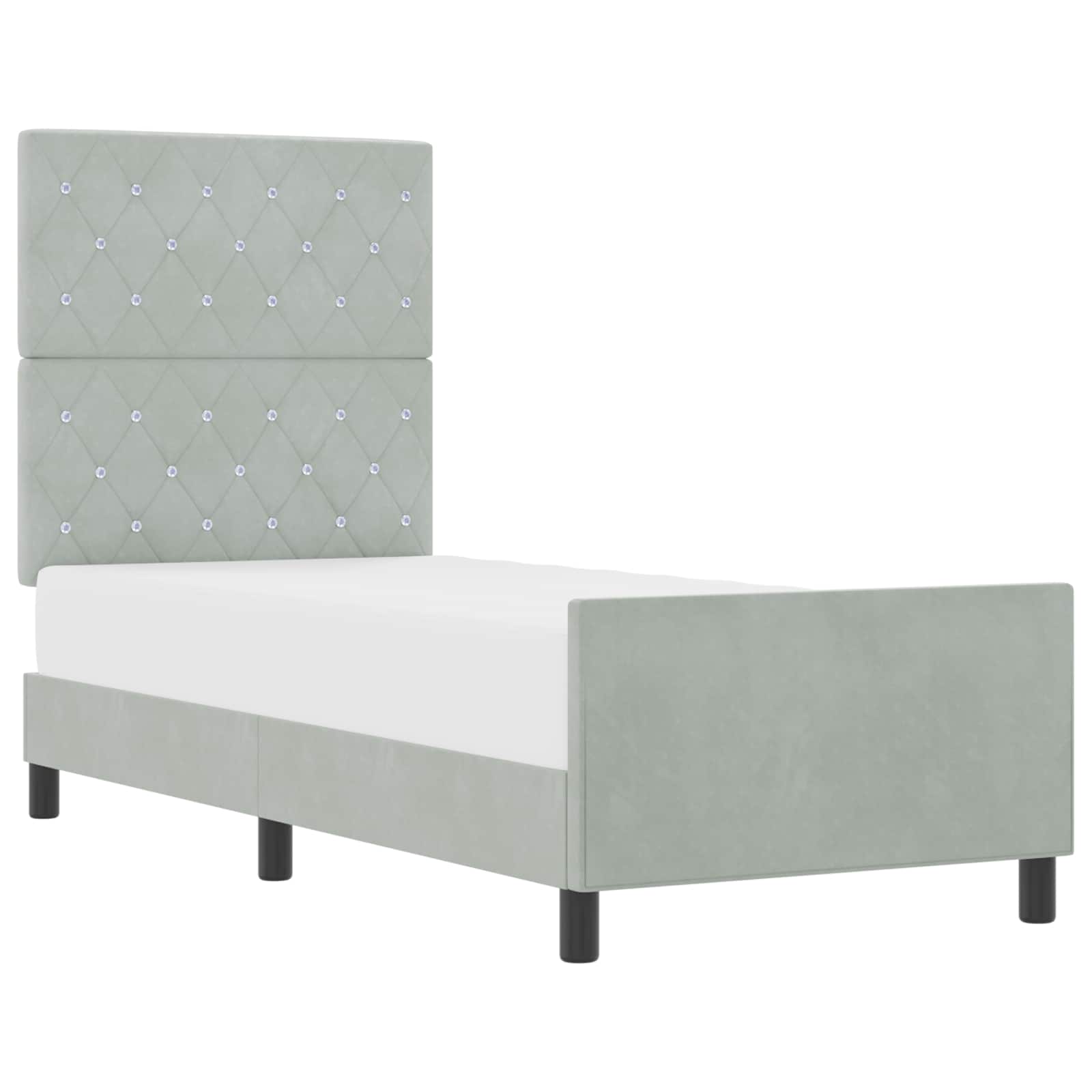 Boxspringbett mit Kopfteil Hellgrau 80 x 200 cm Samt